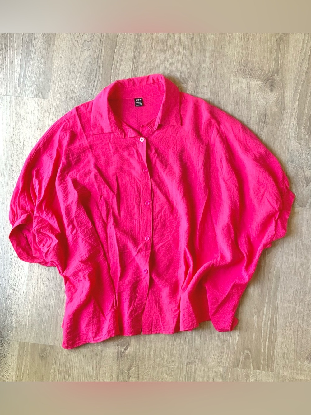 SHEIN Pink Button-Down Blouse Women's Large